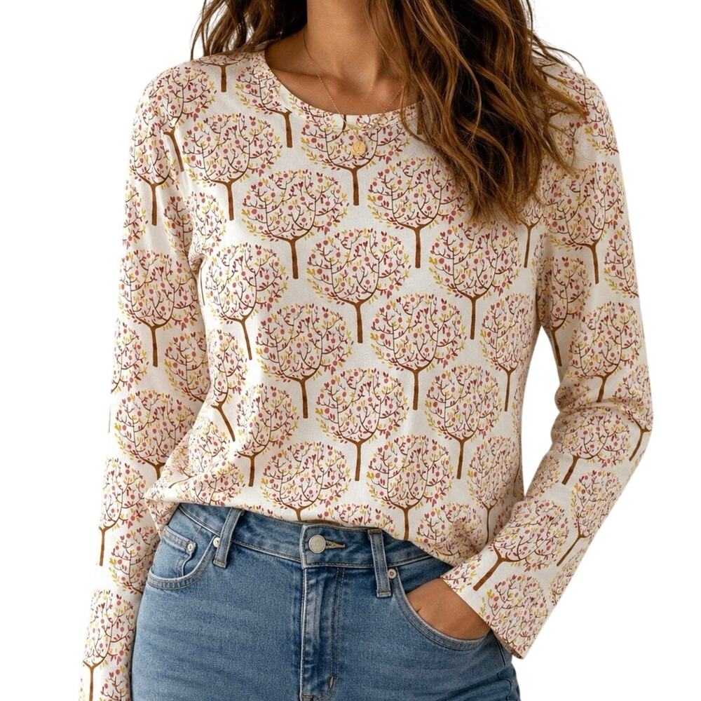 Talbots Plus 1X Autumn Harvest Thanksgiving Fall Long Sleeve Blouse Shirt Top